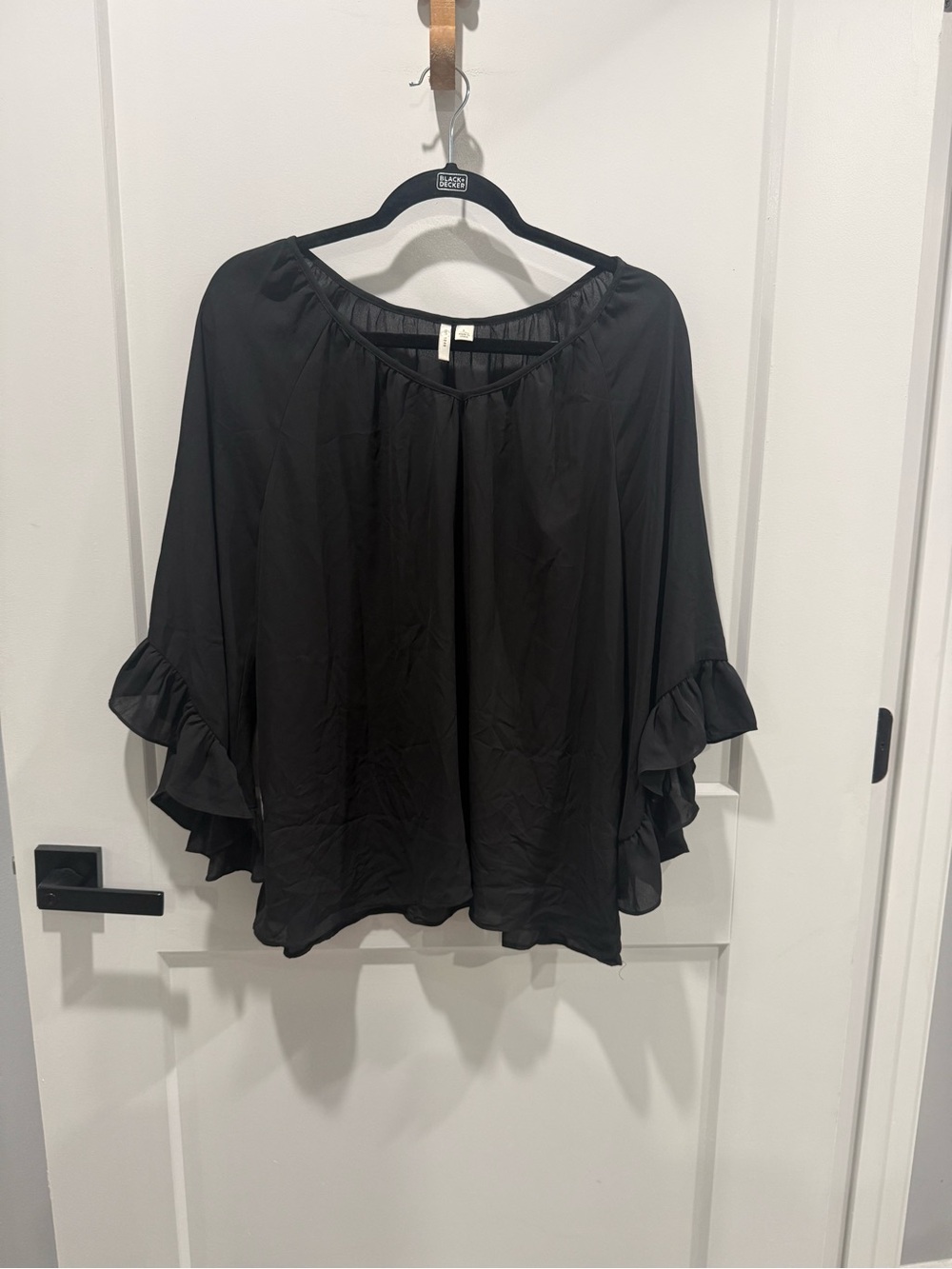 Cato Black Ruffle Sleeve Blouse